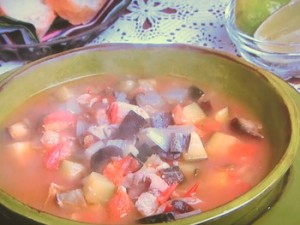 夏野菜とチキンのスープ ライム風味