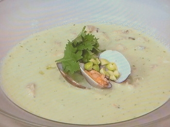 【キューピー３分クッキング】あさりと枝豆のスープ香菜風味のレシピ・関岡 弘美