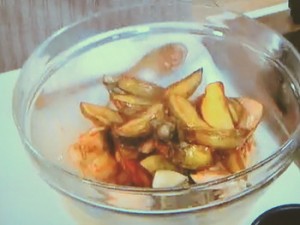 鮭とジャガイモの明太クリームソース