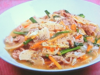 【キューピー３分クッキング】豚肉とたけのこの炒め煮 酸辣味のレシピ・小林まさみ