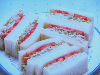 食品サンプル まいづる ミックスサンド ハムレタスサンド 卵、ハム