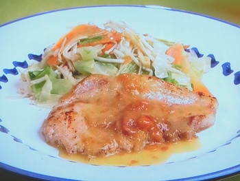 【キューピー３分クッキング】豚肉のソテー 梅バターソースのレシピ・田口成子