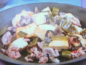 【キューピー３分クッキング】豚肉と豆腐の高菜炒めのレシピ・田口成子