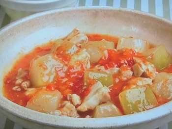 【キューピー３分クッキング】鶏肉と冬瓜のトマト煮のレシピ・石原洋子