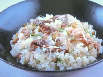 【上沼恵美子のおしゃべりクッキング】牛肉とごぼうの混ぜご飯のレシピ・上沼恵美子・岡本健二・河合郁人