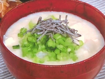 【キューピー３分クッキング】かぶと豆腐の豆乳雑炊のレシピ・藤井恵