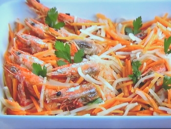 【上沼恵美子のおしゃべりクッキング】海老と紅白野菜のエスカベッシュのレシピ・上沼恵美子・加藤晴彦・小池浩司