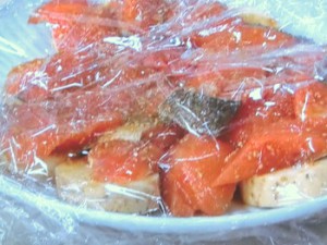 鮭と長芋のレンジ蒸し