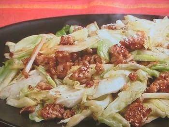 【キューピー３分クッキング】キャベツとひき肉の甘みそ炒めのレシピ・藤井恵
