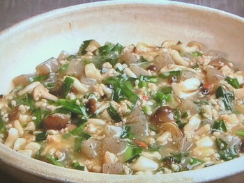 【キューピー３分クッキング】こんにゃくとしめじの鶏マーボーのレシピ・石原洋子