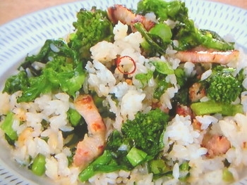 【ノンストップ】菜の花のペペロンチャーハンのレシピ・坂本昌行・坂本昌行のOne Dish
