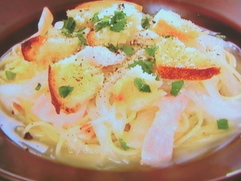 【ノンストップ】新タマネギのスープパスタのレシピ・坂本昌行・坂本昌行のOne Dish
