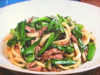 【キューピー３分クッキング】にらとクレソンの焼きうどんのレシピ・小林まさみ