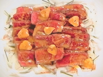 【上沼恵美子のおしゃべりクッキング】牛肉のたたき　にんにくごまソースのレシピ・上沼恵美子・岡本健二・錦野旦