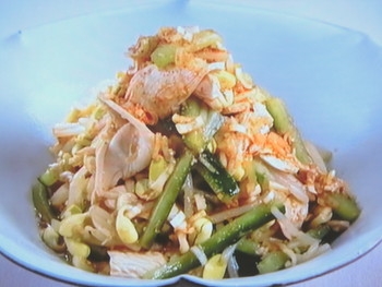 【上沼恵美子のおしゃべりクッキング】ゆで鶏のサラダのレシピ・上沼恵美子・原田龍二・宮崎耕一
