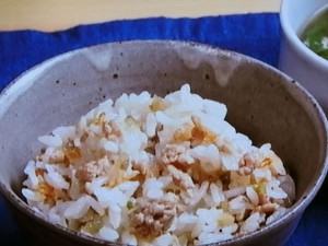 【キューピー３分クッキング】豚ひき肉とザーサイの炊き込みごはんのレシピ・藤井恵