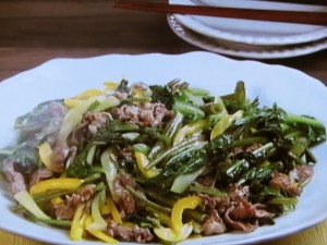 【キューピー３分クッキング】エン菜と牛肉の炒めもののレシピ・田口成子