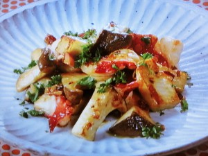 【きょうの料理ビギナーズ】エリンギとたこのピリ辛ソテーのレシピ・河野雅子