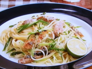 【キューピー３分クッキング】さんまと青ねぎのスパゲティのレシピ・藤井恵