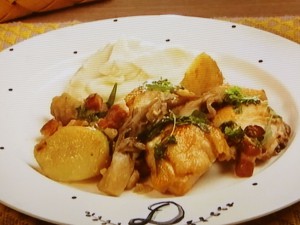 【キューピー３分クッキング】鶏肉、じゃが芋、きのこのブレゼのレシピ・坂田阿希子