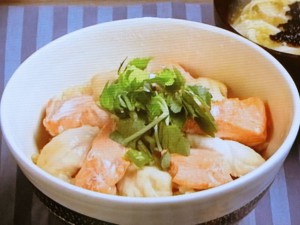 【キューピー３分クッキング】鮭とささ身の蒸しごはんのレシピ・田口成子