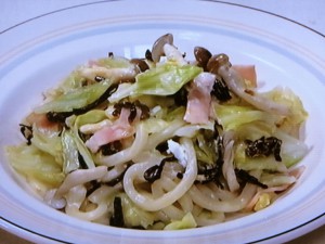 【きょうの料理】ベーコンキャベツのクリーミーうどんのレシピ・村山瑛子