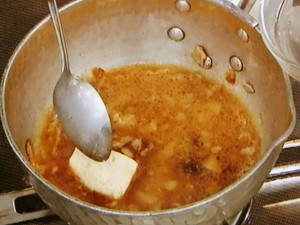 豚肉豆腐、ねぎの味噌汁