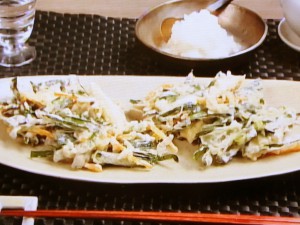 【キューピー３分クッキング】にらと鶏ささ身のかき揚げのレシピ・田口成子