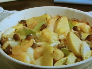 【キューピー３分クッキング】えびとたけのこのみそチーズ焼きのレシピ・石原洋子
