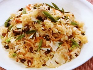 【おかずのクッキング】小豆と豚バラの炊き込みご飯のレシピ・できるかな１分クッキング・鈴木薫