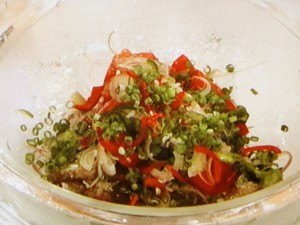 焼きなす夏野菜の冷製パスタ