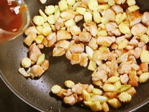 鶏とヤングコーンの炒め