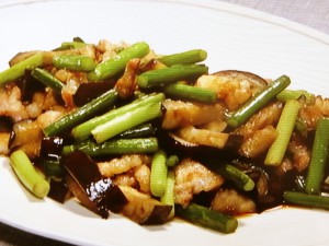 【きょうの料理】秋なすと豚肉のにんにくの芽炒めのレシピ・パン・ウェイ