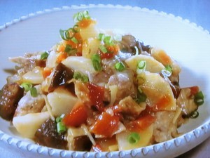 【きょうの料理ビギナーズ】長芋と豚肉、福神漬のレンジ蒸しのレシピ・河野雅子