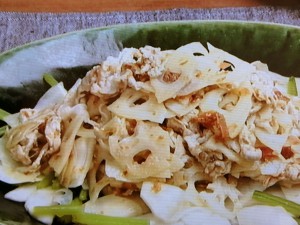 【キューピー３分クッキング】れんこんと豚しゃぶのおかか梅あえのレシピ・田口成子