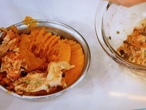 かぼちゃと豚肉の豆鼓（トーチ）蒸し