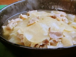 薄切り大根と豚肉の柚子こしょう煮