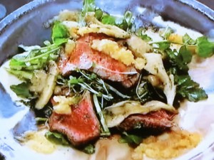 【ZIP！速水もこみちのMOCO''Sキッチン】もこみち流　牛肉ときのこソテーの和風サラダのレシピ・速水もこみち
