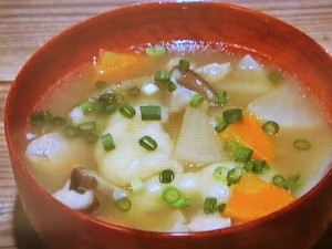 【キューピー３分クッキング】根菜すいとんのレシピ・田口成子