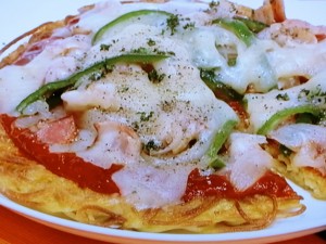【ノンストップ】フライパンで簡単！スパゲティピザのレシピ・検索きょうのおしゃレシピ