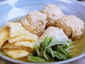 【キューピー３分クッキング】鶏だんごと油揚げの煮もののレシピ・田口成子