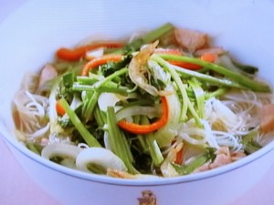 【上沼恵美子のおしゃべりクッキング】セリとソーセージの汁ビーフンのレシピ・上沼恵美子・石川智之