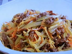 【キューピー３分クッキング】ふきと牛肉のチャプチェ風のレシピ・田口成子