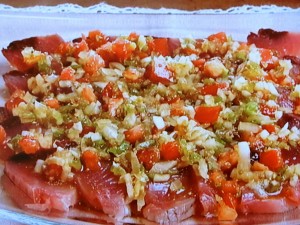 【キューピー３分クッキング】かつおのカルパッチョ 野菜ソースのレシピ・田口成子