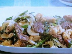 【キューピー３分クッキング】鶏肉、レバー、にらの炒めもののレシピ・田口成子