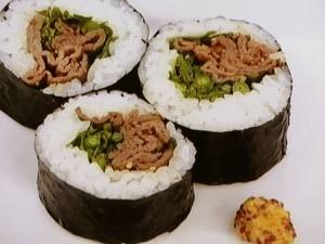 【あさイチ】牛肉の巻きずし　からしソース味のレシピ・みんな！ゴハンだよ・上田淳子