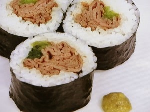 【あさイチ】牛肉の巻きずし　わさびじょうゆ味のレシピ・みんな！ゴハンだよ・上田淳子