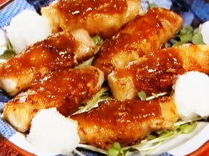 【おかずのクッキング】長いもの豚肉巻き梅照り焼きのレシピ・笠原将弘