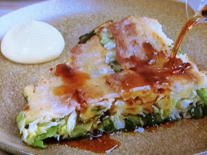 【キューピー３分クッキング】にらと豚バラ肉のお好み焼きのレシピ・石原洋子