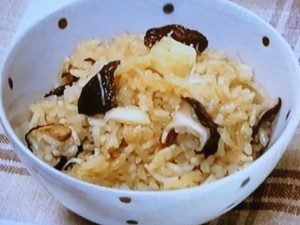 【きょうの料理】焼きしいたけのレンジおこわのレシピ・ほりえさわこ